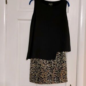 Black dress with  gold sequin bottom skirt stunning Gorgeous